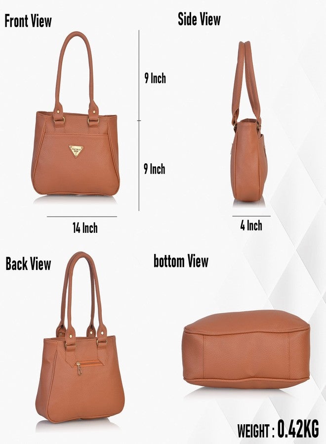 Fostelo Women's Spring Satchel Tote Handbag for Women | Tote Bag for Work | Ladies Purse | Stylish Shoulder Bag | Gift For Women | Tan - Image 2
