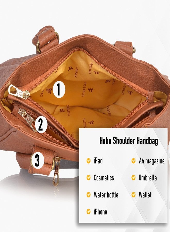 Fostelo Women's Spring Satchel Tote Handbag for Women | Tote Bag for Work | Ladies Purse | Stylish Shoulder Bag | Gift For Women | Tan - Image 5