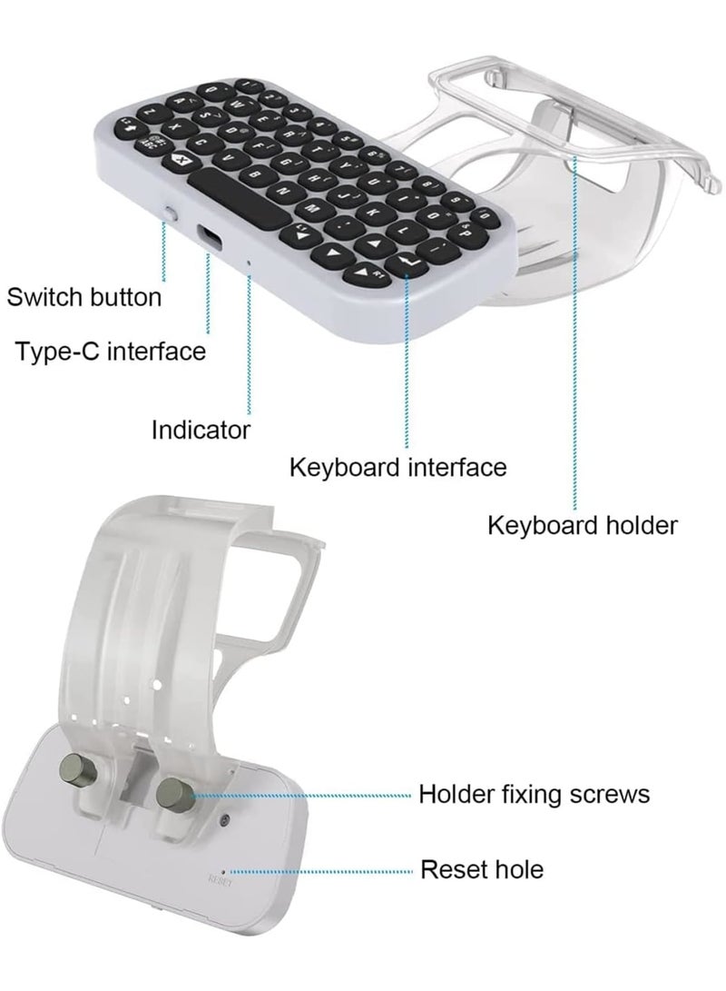 SOLARAE Children's Day Gift Controller Keyboard for PS5, Wireless Chatpad, Bluetooth 5.0 Connect, Mini Keyboard/Gaming Keyboard for PS5 Accessories, No Input Delay, Play 30 Hours, White - Image 5