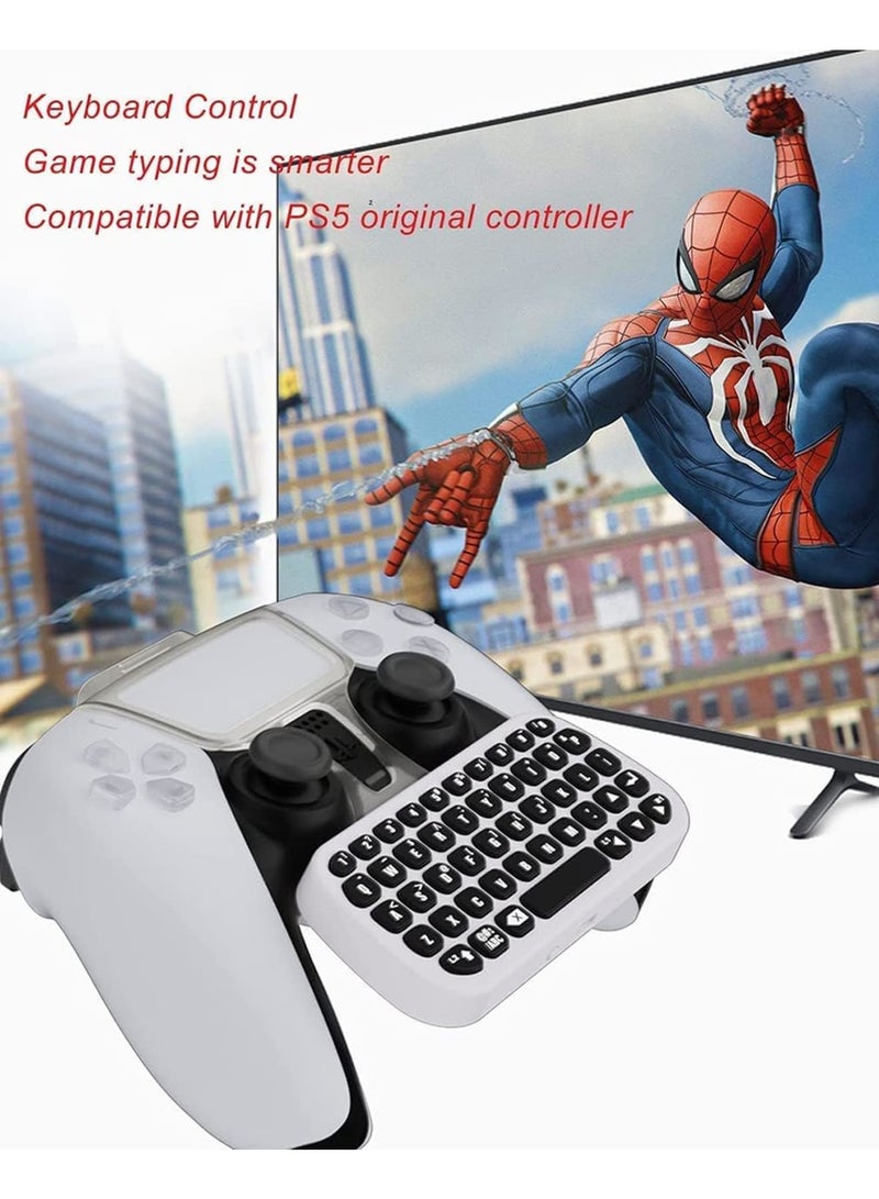 SOLARAE Children's Day Gift Controller Keyboard for PS5, Wireless Chatpad, Bluetooth 5.0 Connect, Mini Keyboard/Gaming Keyboard for PS5 Accessories, No Input Delay, Play 30 Hours, White - Image 3