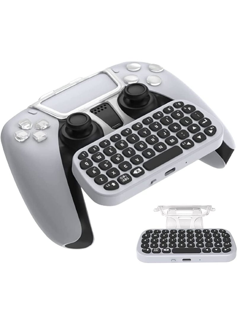 SOLARAE Children's Day Gift Controller Keyboard for PS5, Wireless Chatpad, Bluetooth 5.0 Connect, Mini Keyboard/Gaming Keyboard for PS5 Accessories, No Input Delay, Play 30 Hours, White - Image 1
