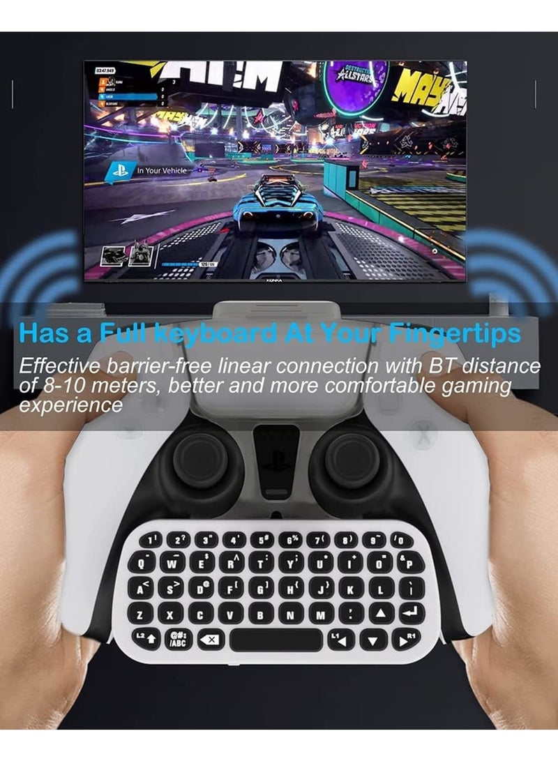 SOLARAE Children's Day Gift Controller Keyboard for PS5, Wireless Chatpad, Bluetooth 5.0 Connect, Mini Keyboard/Gaming Keyboard for PS5 Accessories, No Input Delay, Play 30 Hours, White - Image 2