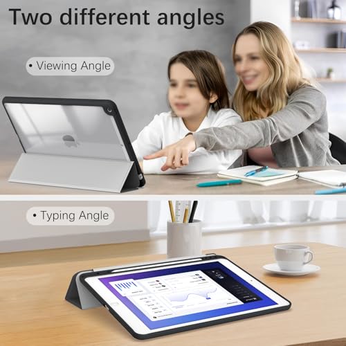 Xkladz Case for iPad 9th / 8th / 7th Generation (2021/2020/2019) 10.2 inch, Case with Pencil Holder, Stand Clear Back Cover Cute Cool Design for Women Girls, Auto Sleep/Wake, Cute Cat - Image 4