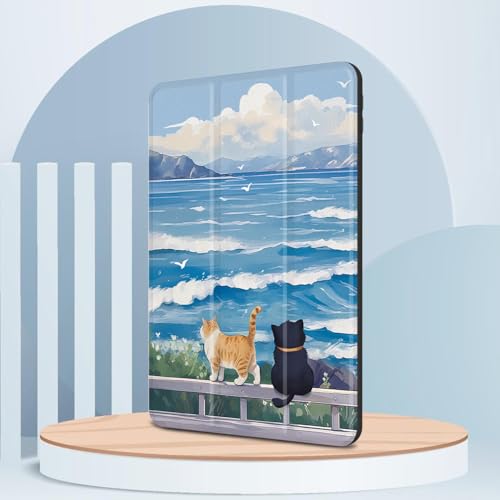 Xkladz Case for iPad 9th / 8th / 7th Generation (2021/2020/2019) 10.2 inch, Case with Pencil Holder, Stand Clear Back Cover Cute Cool Design for Women Girls, Auto Sleep/Wake, Cute Cat - Image 5
