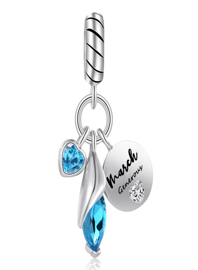 QeenseKc Mar Teardrop Birthstone Birthday Charm for Pandora Bracelet Gift for Her - Image 1