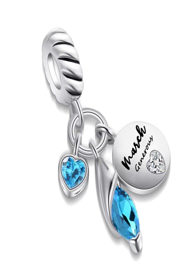 QeenseKc Mar Teardrop Birthstone Birthday Charm for Pandora Bracelet Gift for Her - Image 2