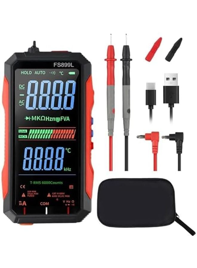 FS899L Digital Multimeter 6000 Counts True RMS AC DC Voltage Tester NCV Capacitance - Image 2