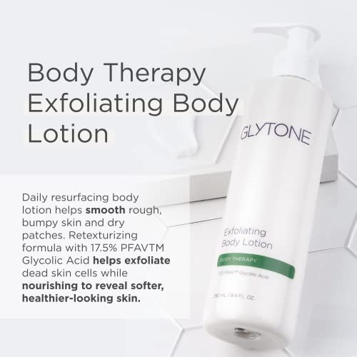 Glytone لوشن تقشير الجسم من جلايتون للبشرة الجافة، 17.5% حمض جليكوليك، لوشن مرطب، يقلل من نتوءات الكيراتوز، مقشر للجسم خالي من العطور، مرطب للبشرة المنعشة، 8.4 أونصة سائلة - Image 2