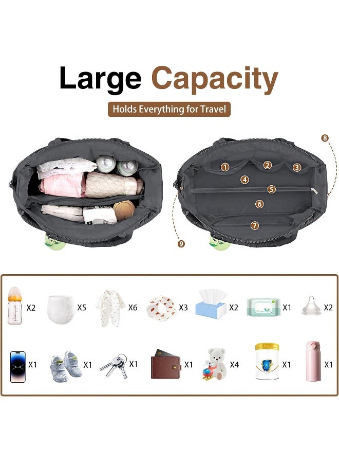 KUBYA Diaper Bag Tote, Baby Diaper Tote Bags Crossbody Hospital Bag Travel Large Mommy Bag, with Silicone Pacifier Case - Image 2