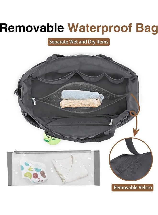 KUBYA Diaper Bag Tote, Baby Diaper Tote Bags Crossbody Hospital Bag Travel Large Mommy Bag, with Silicone Pacifier Case - Image 3