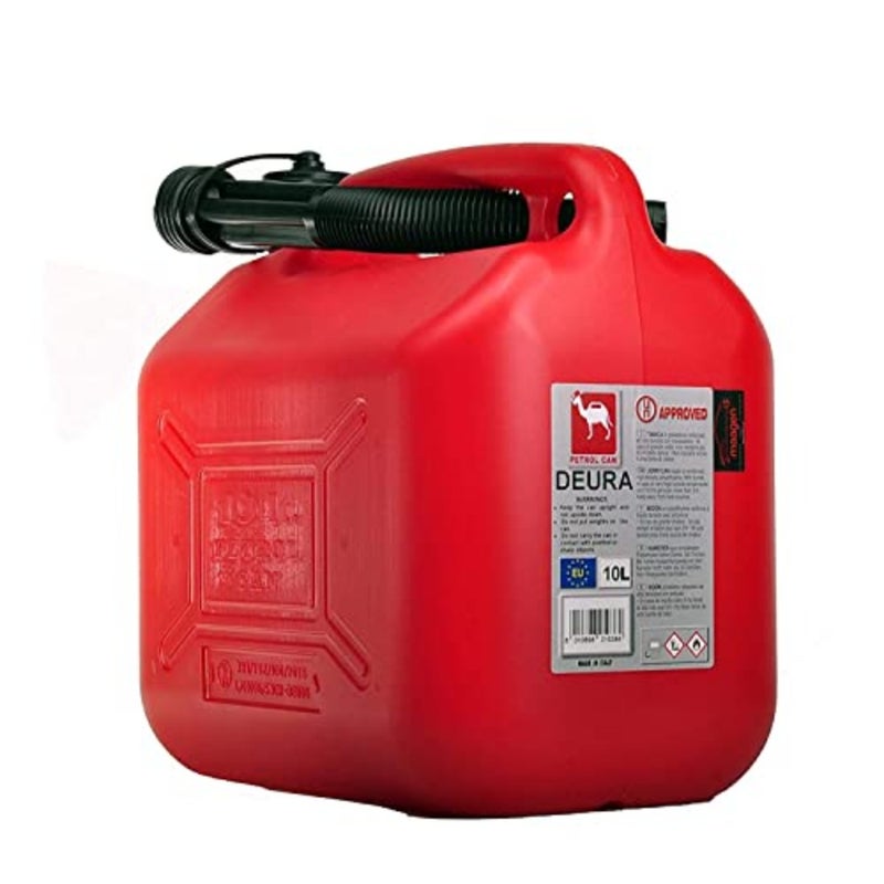 Plastic fuel jerry can for outdoor use, HDPE material, red color, leak-proof and UV-resistant - Image 1