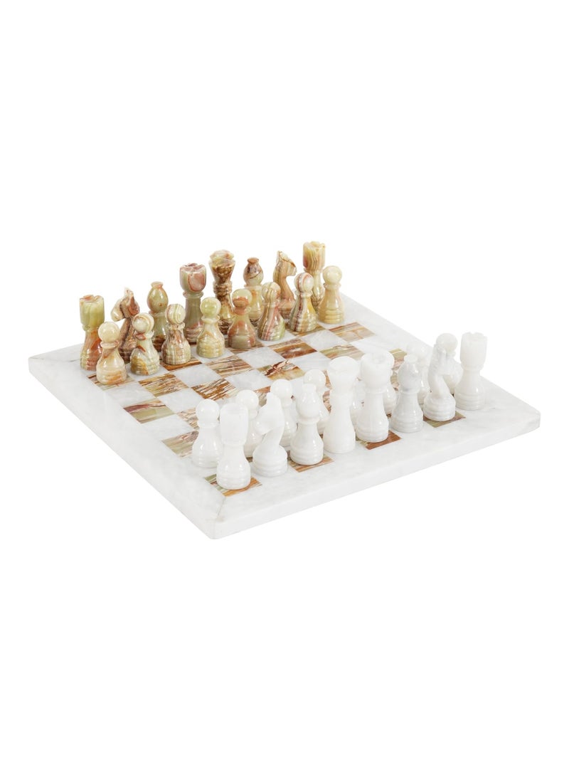RADICALn RADICALn Handmade White and Green Onyx Marble Full Chess Game Original Marble Chess Set  - Image 1