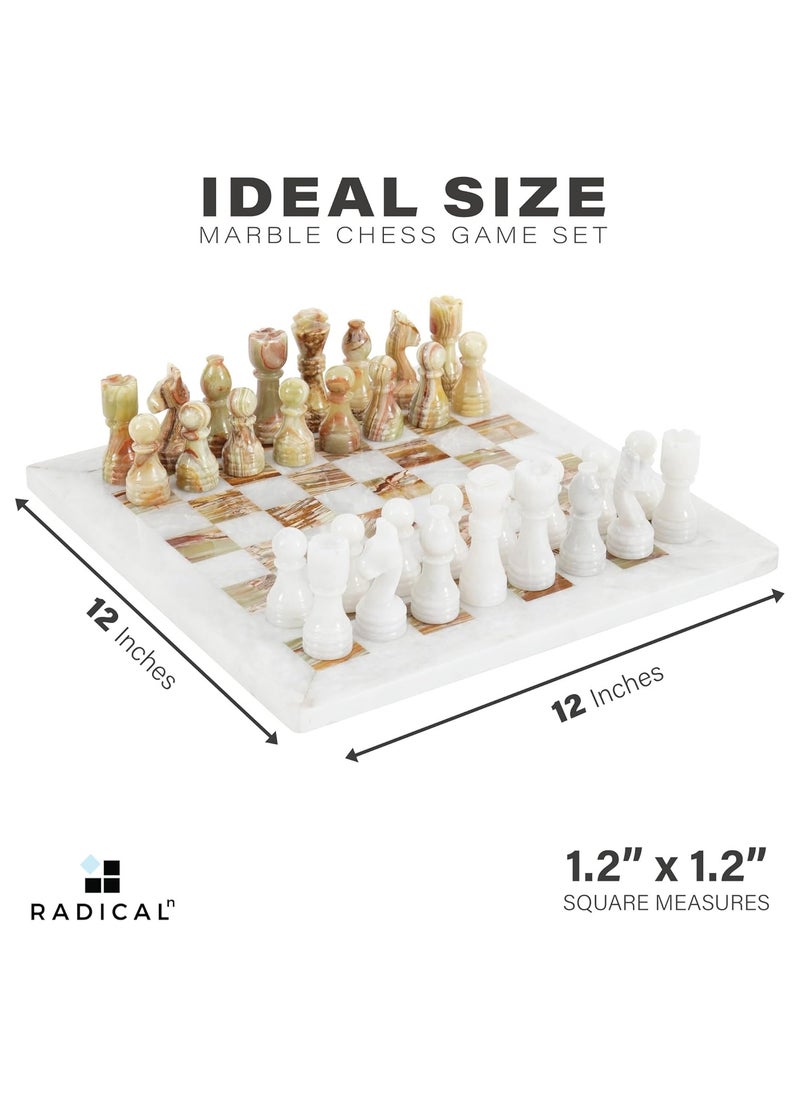 RADICALn RADICALn Handmade White and Green Onyx Marble Full Chess Game Original Marble Chess Set  - Image 5