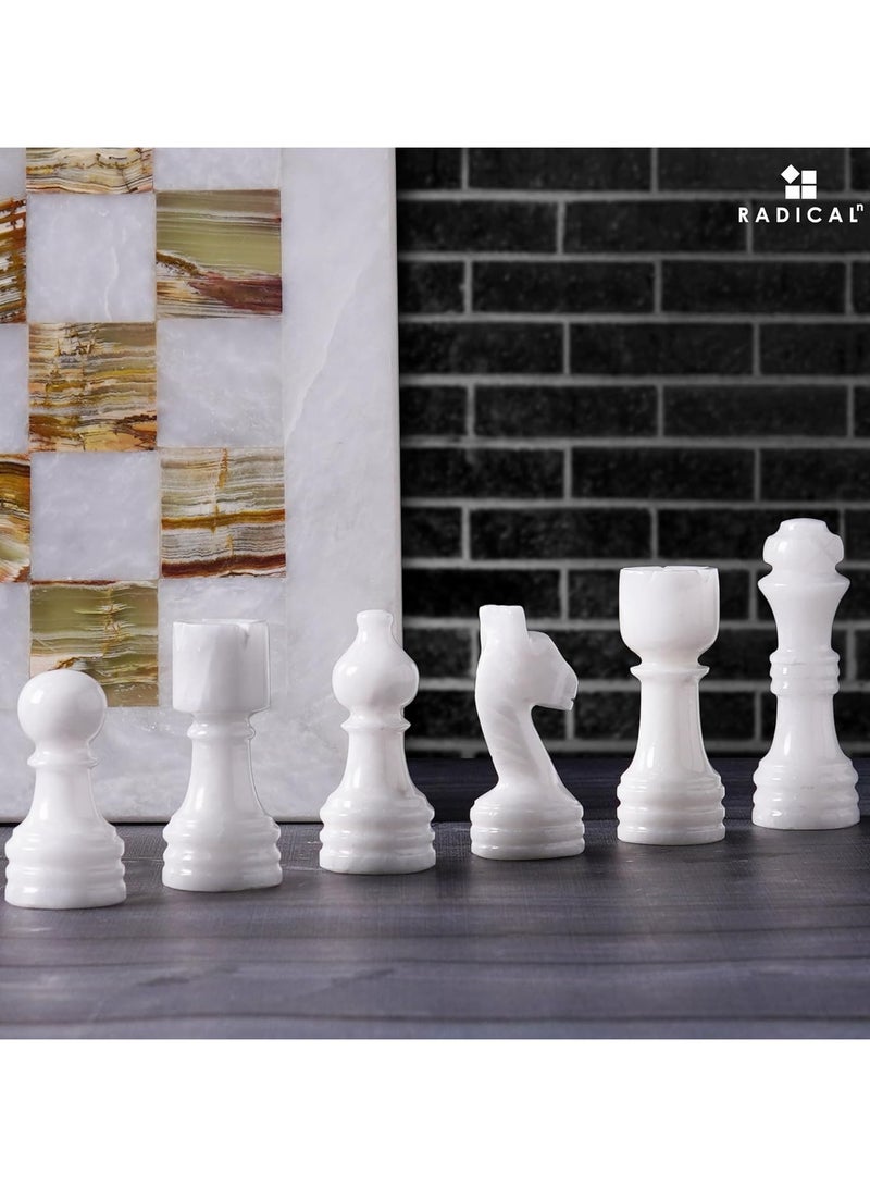 RADICALn Marble Chess Set 12'' Inches White and Green Onyx Handmade Luxury Board Games for Adults, Ideal Marble Chess Board Game Set & Chess Pieces for Home Decor - Image 3