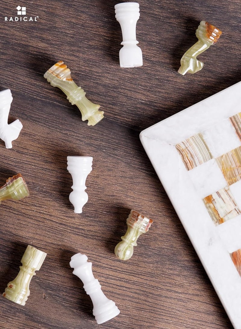 RADICALn Marble Chess Set 12'' Inches White and Green Onyx Handmade Luxury Board Games for Adults, Ideal Marble Chess Board Game Set & Chess Pieces for Home Decor - Image 4