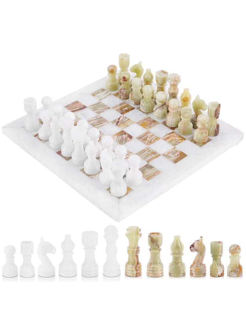RADICALn Marble Chess Set 12'' Inches White and Green Onyx Handmade Luxury Board Games for Adults, Ideal Marble Chess Board Game Set & Chess Pieces for Home Decor - Image 1
