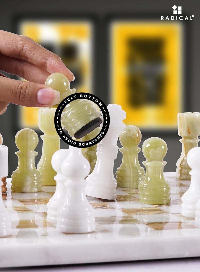 RADICALn Marble Chess Set 12'' Inches White and Green Onyx Handmade Luxury Board Games for Adults, Ideal Marble Chess Board Game Set & Chess Pieces for Home Decor - Image 5