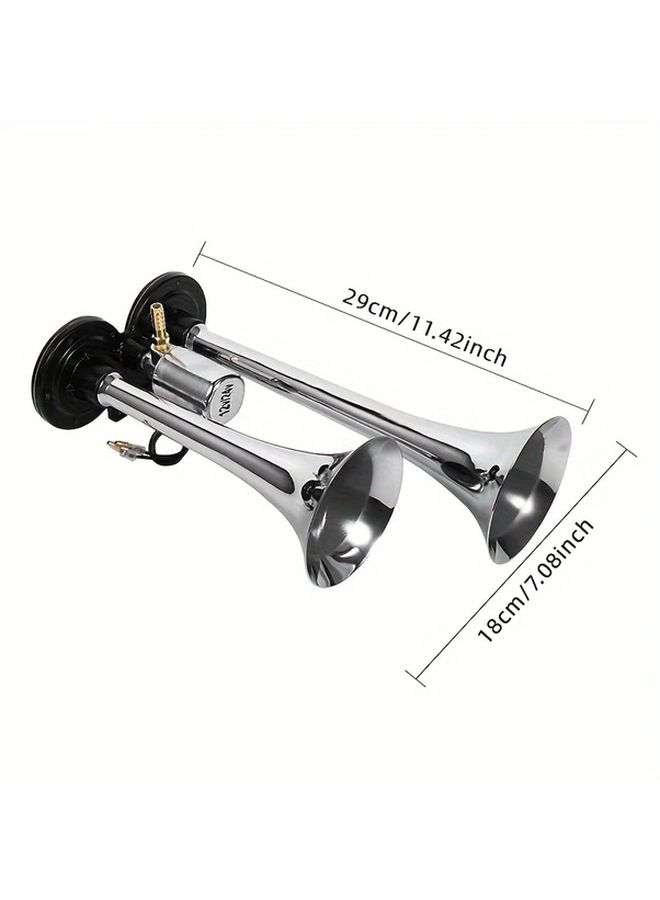 2nd Generation Double Speaker Silver 13pcs Parts 12V 24V Dual Horn for Cars Trucks Boats Motorcycles Easy Installation - Image 2