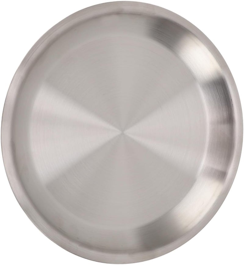 YOSOO Dinner Plate Stainless Steel Serving Tray 16 Inch Round Food Plate for Snacks Meals Stainless Steel Restaurant and Home Use Built to Last Round Plate - Image 1
