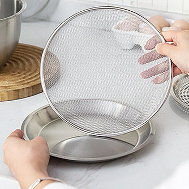 YOSOO Dinner Plate Stainless Steel Serving Tray 16 Inch Round Food Plate for Snacks Meals Stainless Steel Restaurant and Home Use Built to Last Round Plate - Image 5