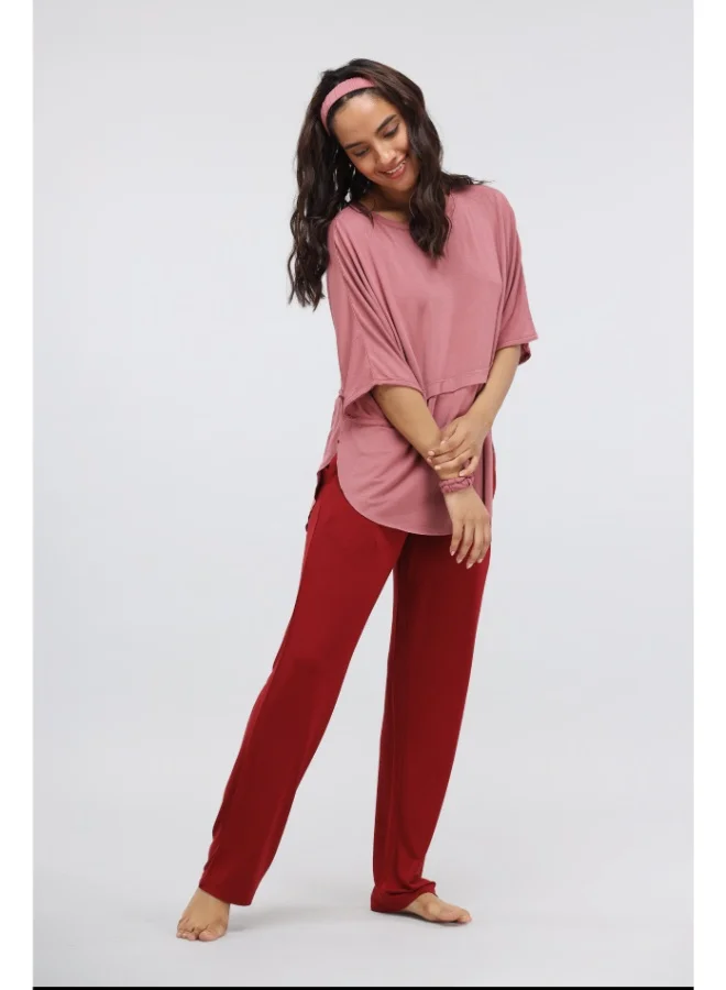 NeceSera Rhubarb Straight Modal Lounge Set with Long Top