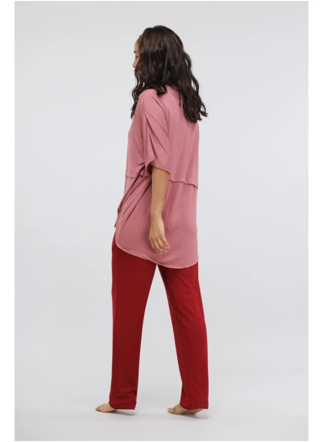 NeceSera Rhubarb Straight Modal Lounge Set with Long Top
