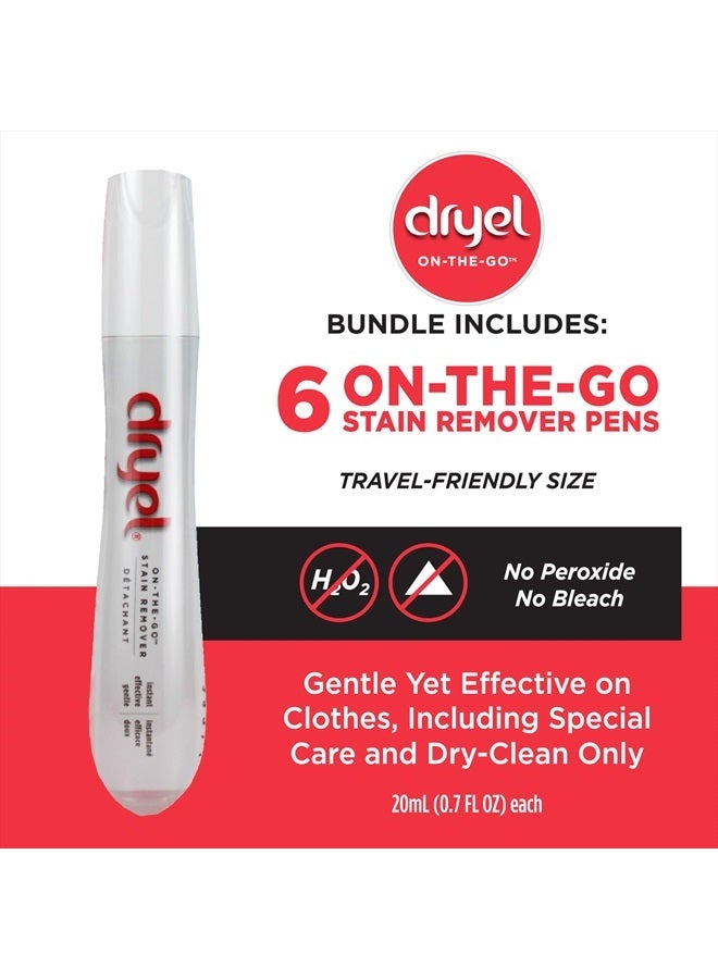 dryel قلم مزيل البقع الجاف من درايل للسفر مع فرشاة ناعمة، يزيل البقع الصعبة من الملابس على الفور، عبوة 6 قطع - Image 2