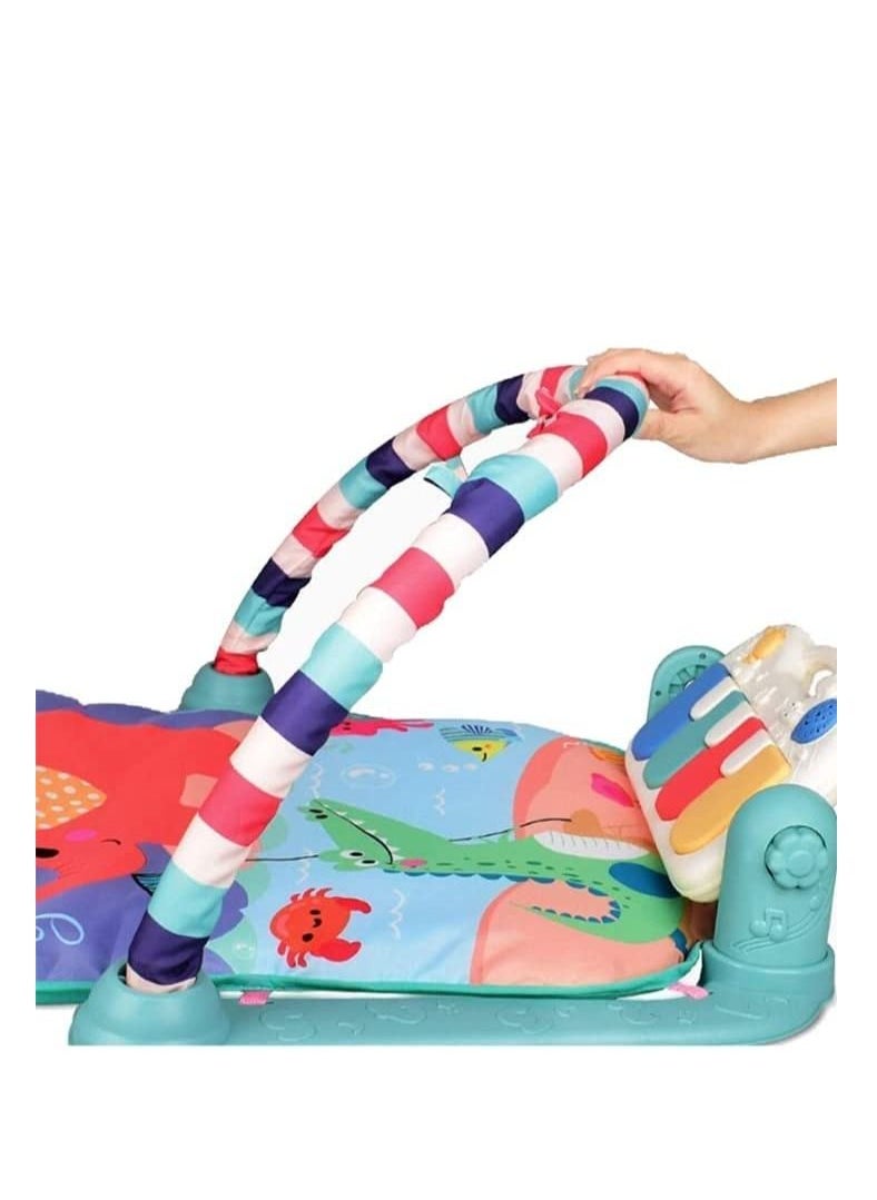 Factory Price - Monkey Hat Pedal Piano Activity Baby Gyms And Playmats, Hanging Toys With Vibrant Colors For 0-12 Months - Red - Image 1