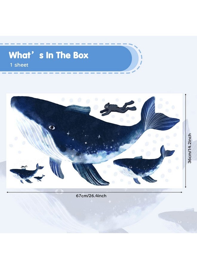 iinuu Watercolor Whale Mother and Child Wall Decal Peel and stick Under The Sea Wall Stickers for Kids Room Nursery Boys Bedroom Playroom Ocean Room Decor - Image 5
