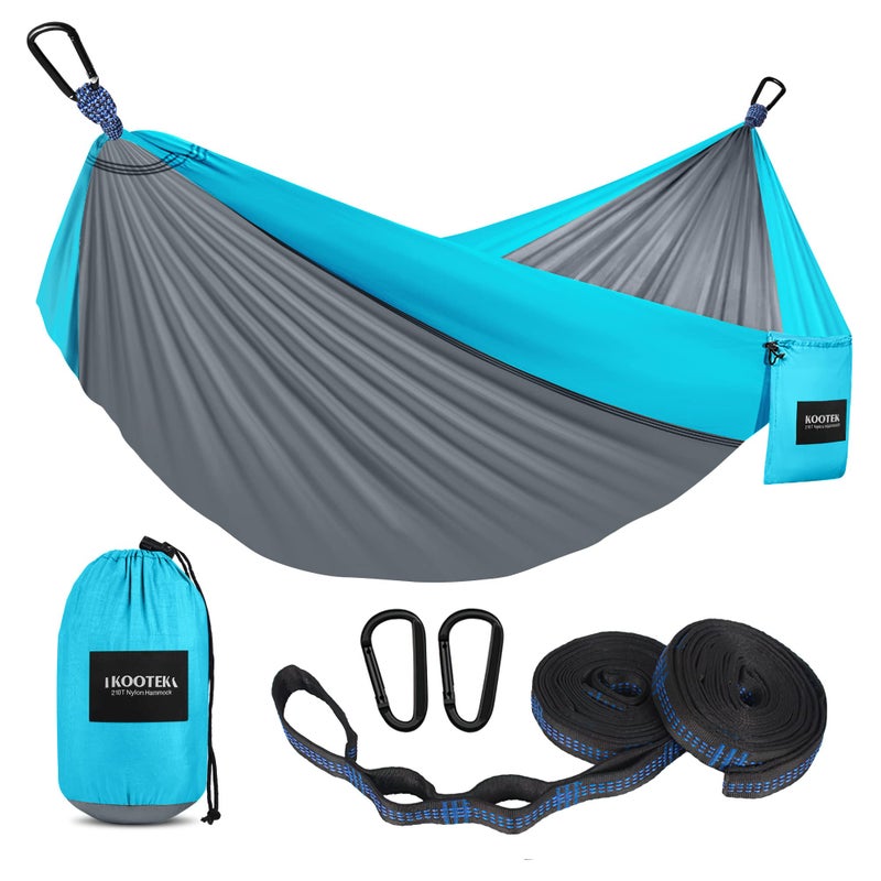 Kootek Camping Hammock 500 lbs Capacity, Portable Hammocks with Tree Straps & Attached Carry Bag, Camping Essentials Gear, Perfect for Outside Indoor Hiking Beach Backpack Travel - Image 1