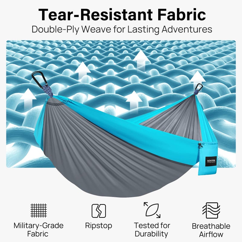 Kootek Camping Hammock 500 lbs Capacity, Portable Hammocks with Tree Straps & Attached Carry Bag, Camping Essentials Gear, Perfect for Outside Indoor Hiking Beach Backpack Travel - Image 3