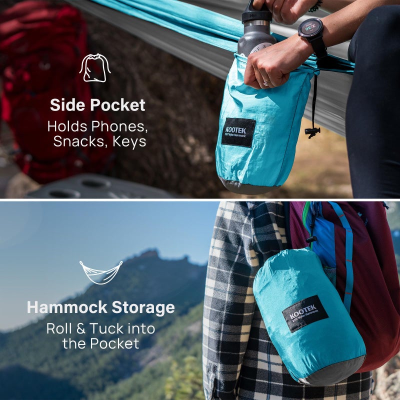 Kootek Camping Hammock 500 lbs Capacity, Portable Hammocks with Tree Straps & Attached Carry Bag, Camping Essentials Gear, Perfect for Outside Indoor Hiking Beach Backpack Travel - Image 4