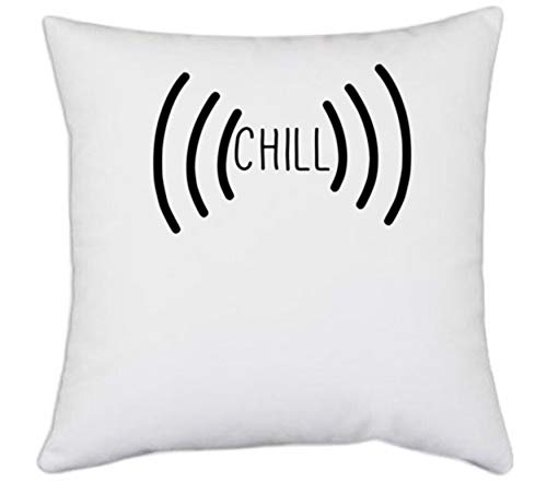 UDNAG White Polyester 'Chill | chill' Pillow Cover [16 Inch X 16 Inch] - Image 1