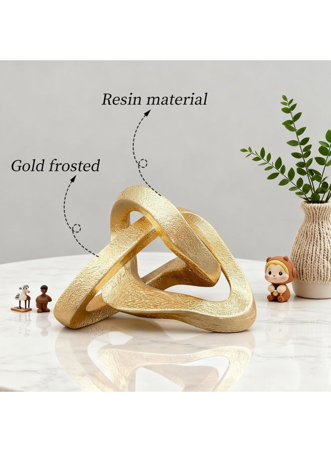 MOYI Gold Knot Statue for Christmas Decor Gold Tabletop Home Decor, Modern Geometric Sculptures Accent Decor for Living Room Bedroom Office Coffee Table Bookshelf Mantle Decorations Gifts - Image 3