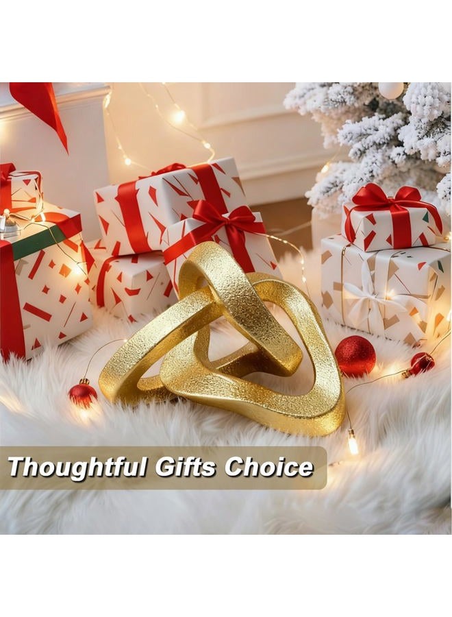 MOYI Gold Knot Statue for Christmas Decor Gold Tabletop Home Decor, Modern Geometric Sculptures Accent Decor for Living Room Bedroom Office Coffee Table Bookshelf Mantle Decorations Gifts - Image 2