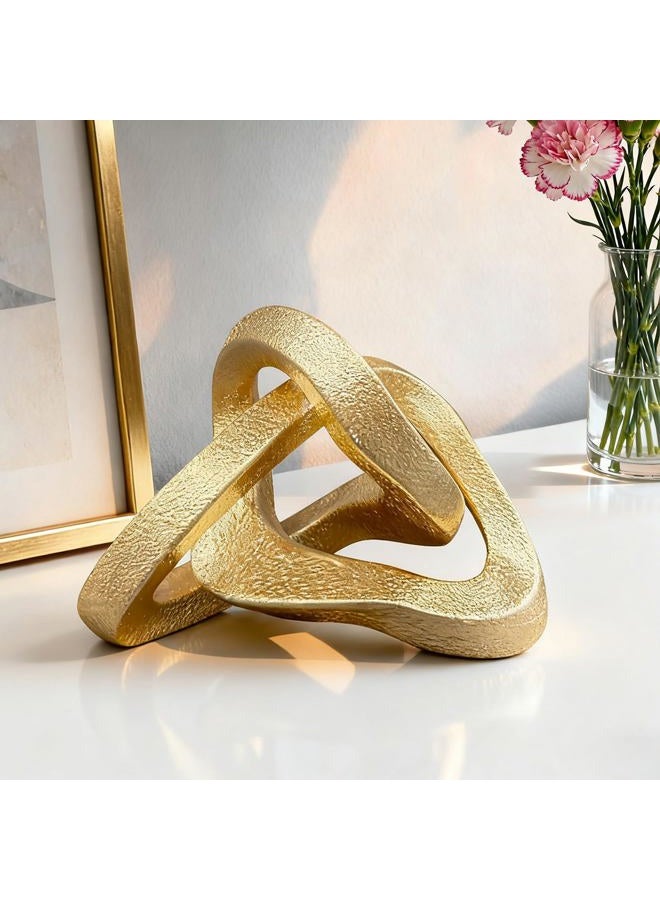 MOYI Gold Knot Statue for Christmas Decor Gold Tabletop Home Decor, Modern Geometric Sculptures Accent Decor for Living Room Bedroom Office Coffee Table Bookshelf Mantle Decorations Gifts - Image 1