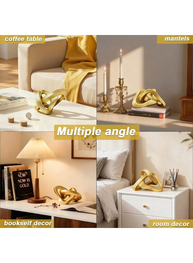 MOYI Gold Knot Statue for Christmas Decor Gold Tabletop Home Decor, Modern Geometric Sculptures Accent Decor for Living Room Bedroom Office Coffee Table Bookshelf Mantle Decorations Gifts - Image 5