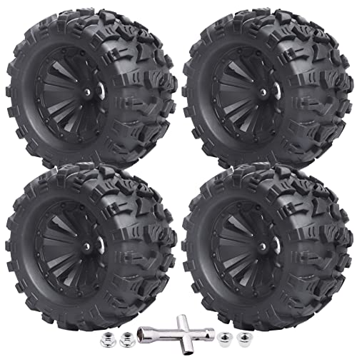 CrazyHobby 4Pcs 2.8 Preglued Mounted OD 125mm 1/10 RC Truck Tires and Wheels 12mm Hex Hubs for Traxxas Stampede Rustler VXL 4x4 2WD Redcat Volcano EPX Pro Exceed Infinitive - Image 1