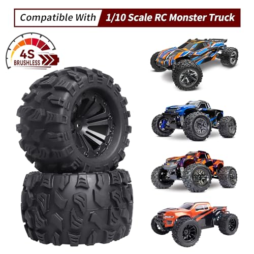 CrazyHobby 4Pcs 2.8 Preglued Mounted OD 125mm 1/10 RC Truck Tires and Wheels 12mm Hex Hubs for Traxxas Stampede Rustler VXL 4x4 2WD Redcat Volcano EPX Pro Exceed Infinitive - Image 5