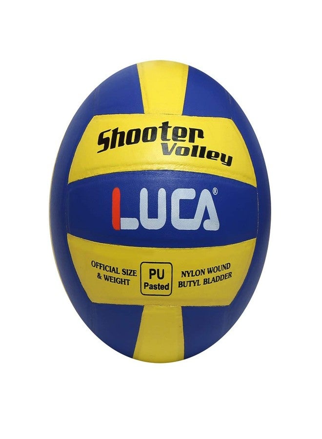 LUCA Vollyball | Football for Match | Home Play Ball | Training | Sports | Playing | Practice | Indoor & Outdoor Ball | Durable & Water-Resistant for Practice | Shooter Volley Size- 4 | Blue and Yellow Color | - Image 1