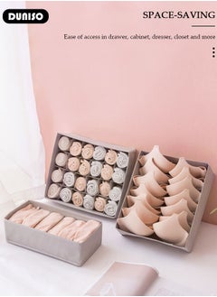DUNISO 3pcs Wardrobe Clothes Organizer Sock Underwear Drawer Organizer Dividers Cell Foldable Fabric Dresser Closet Storage Box and Storage Bins for Clothing, Baby Clothes, Bra, Panty, Skirt,Scarf, Ties, Scarves  - Image 5