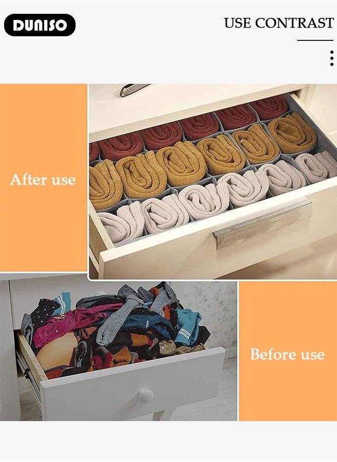 DUNISO 3pcs Wardrobe Clothes Organizer Sock Underwear Drawer Organizer Dividers Cell Foldable Fabric Dresser Closet Storage Box and Storage Bins for Clothing, Baby Clothes, Bra, Panty, Skirt,Scarf, Ties, Scarves  - Image 2