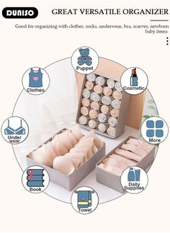 DUNISO 3pcs Wardrobe Clothes Organizer Sock Underwear Drawer Organizer Dividers Cell Foldable Fabric Dresser Closet Storage Box and Storage Bins for Clothing, Baby Clothes, Bra, Panty, Skirt,Scarf, Ties, Scarves  - Image 3