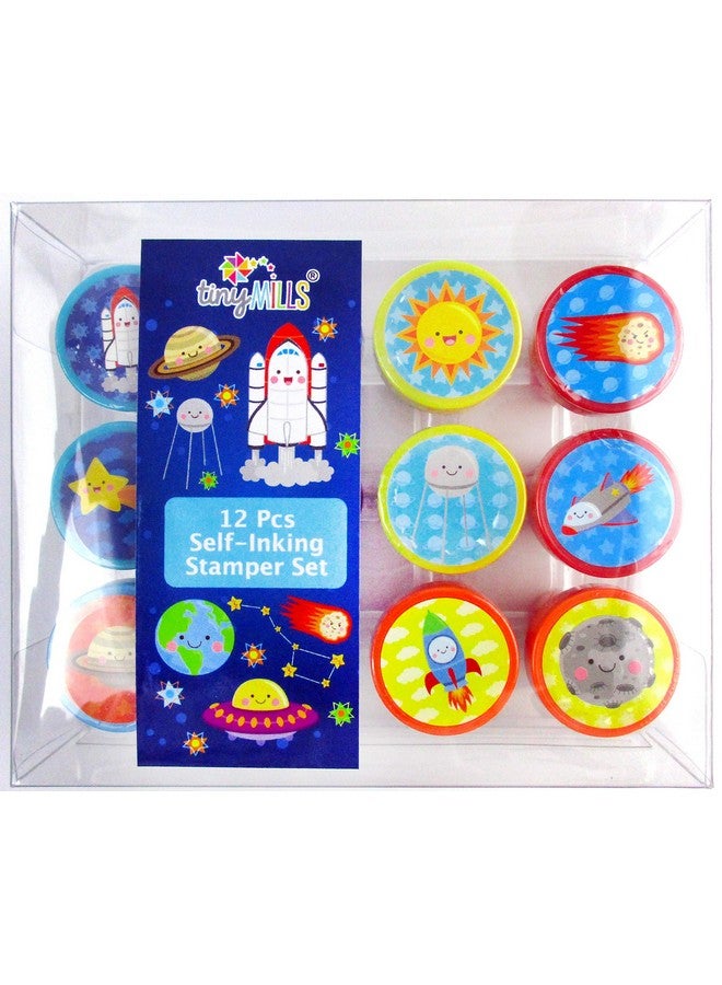 TINYMILLS 12 Pcs Outer Space Stamp Kit for Kids Party Favors God's Galaxy Boys Girls Space Planetarium Birthday Party - Image 2