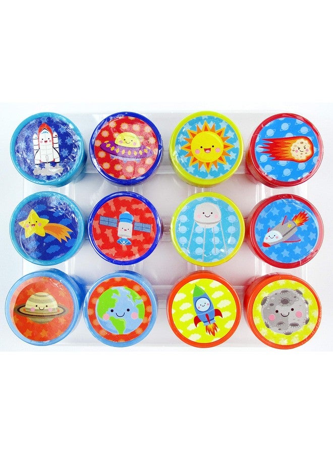 TINYMILLS 12 Pcs Outer Space Stamp Kit for Kids Party Favors God's Galaxy Boys Girls Space Planetarium Birthday Party - Image 1