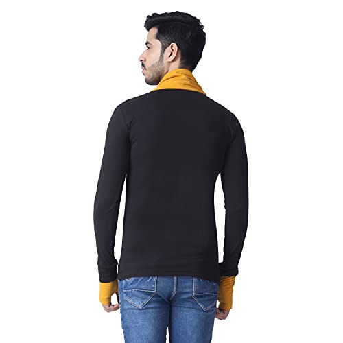 Black Collection Men's Attached Muffler Black, Gold Full Sleeve T-Shirt - Image 2