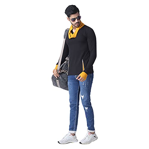 Black Collection Men's Attached Muffler Black, Gold Full Sleeve T-Shirt - Image 4