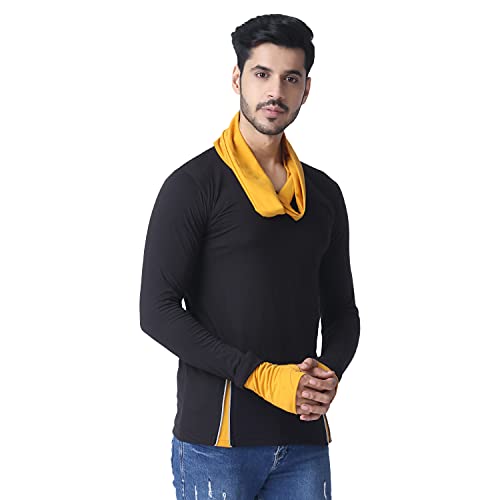 Black Collection Men's Attached Muffler Black, Gold Full Sleeve T-Shirt - Image 5