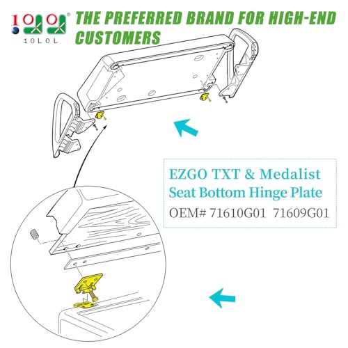 10L0L Golf Cart Seat Bottom Hinge Plate Fits for 1995up EZGO TXT Medalist 2001up EZGO MPT Shuttle Workhorse Series 2 Pack OEM 71610G01 71609G01 - Image 3
