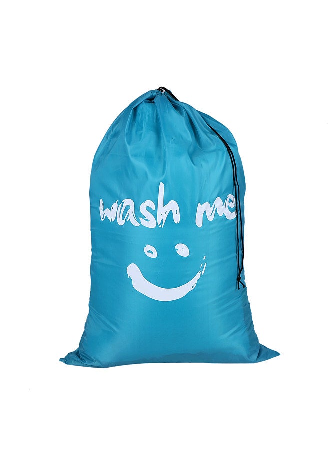Multi-functional Large Foldable Nylon Laundry Bag Dirty Clothes Storage Bag with Drawstring Closure for Home Laundromat Travel--Blue  - Image 1